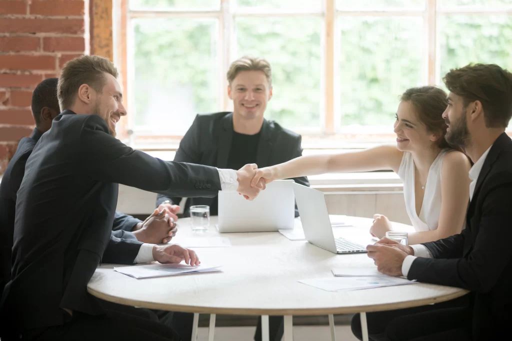 Team shaking hands